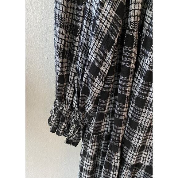 Lulu’s Black White Plaid Print Dress Size Medium That Song Grunge Festival Boho - Picture 4 of 5
